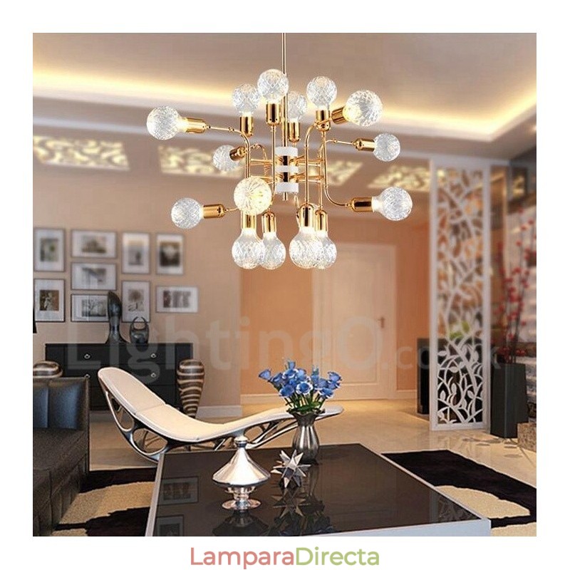 Lámpara de araña moderna contemporánea de 4 niveles y 16 luces