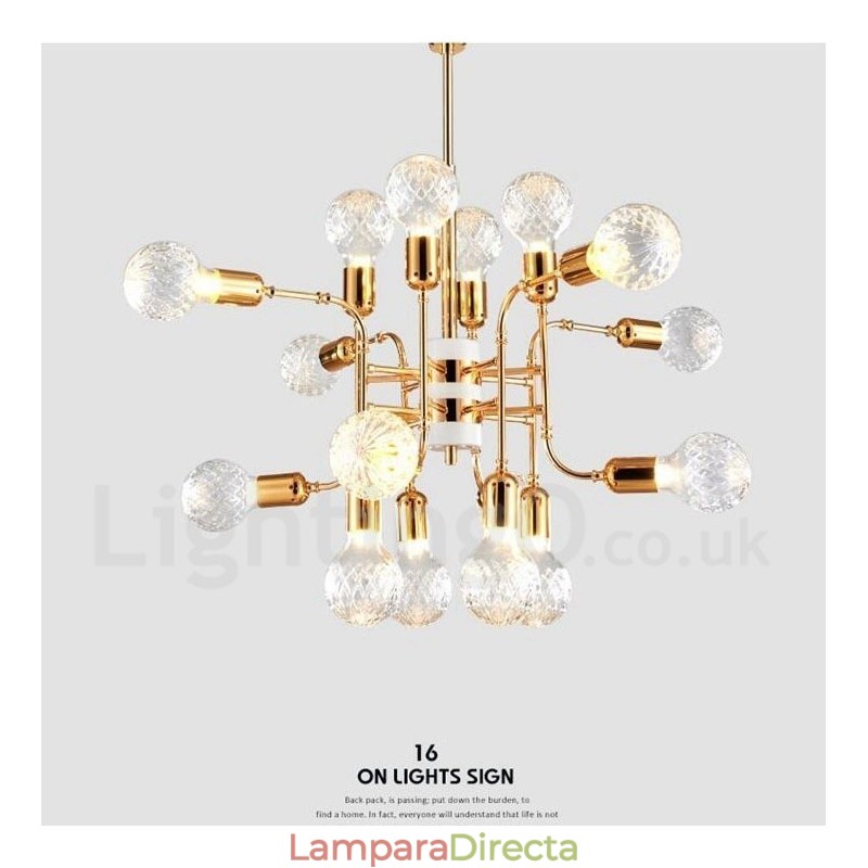 Lámpara de araña moderna contemporánea de 4 niveles y 16 luces