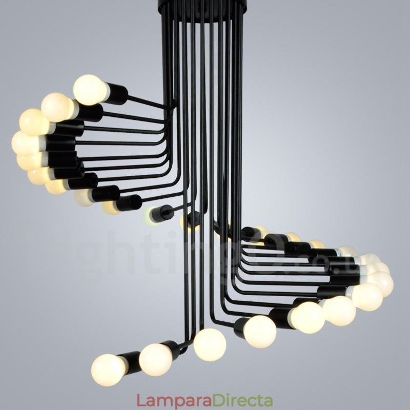 Lámpara de araña moderna, contemporánea, retro, vintage, negra, de 26 luces