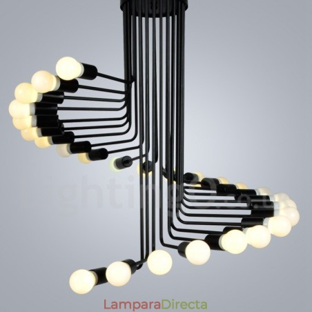 Lámpara de araña moderna, contemporánea, retro, vintage, negra, de 26 luces Lámpara de araña moderna, contemporánea, retro, vintage, negra, de 26 luces