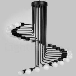 Lámpara de araña moderna, contemporánea, retro, vintage, negra, de 26 luces