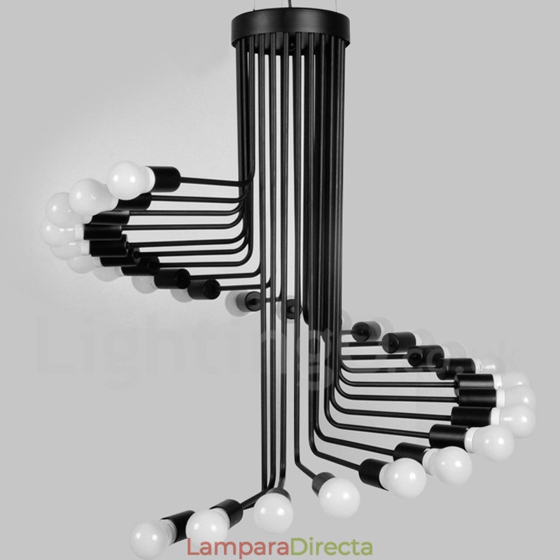 Lámpara de araña moderna, contemporánea, retro, vintage, negra, de 26 luces