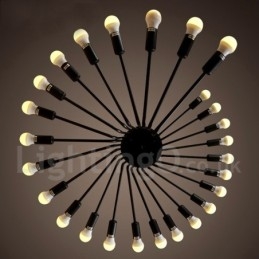 Lámpara de araña moderna, contemporánea, retro, vintage, negra, de 26 luces