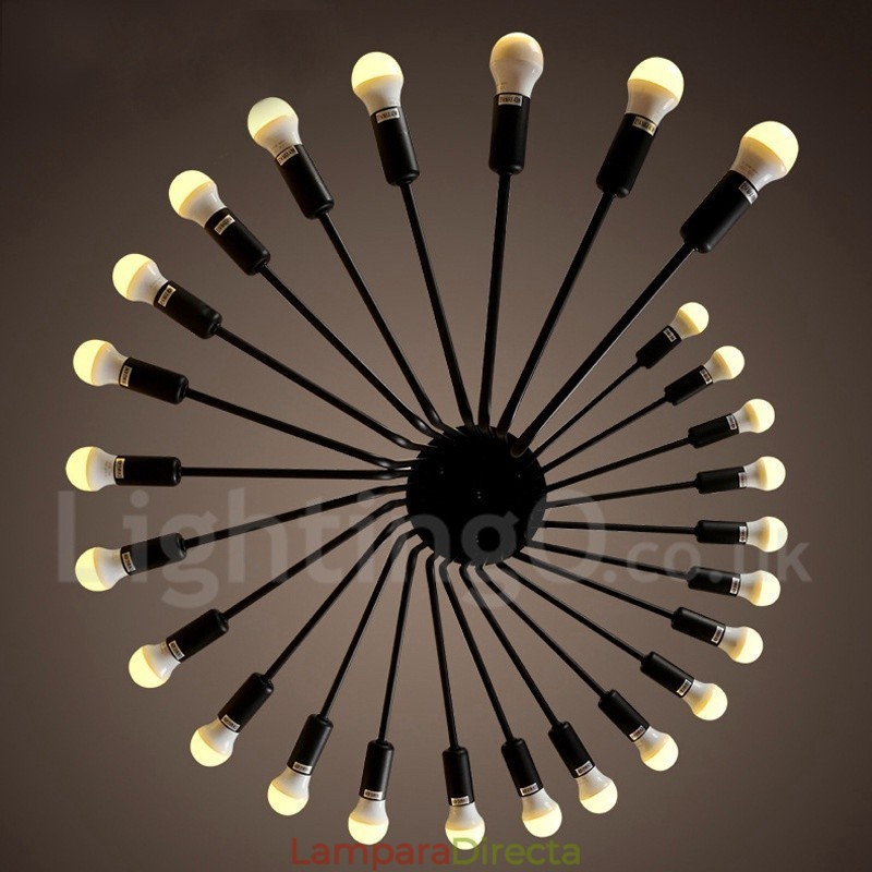 Lámpara de araña moderna, contemporánea, retro, vintage, negra, de 26 luces