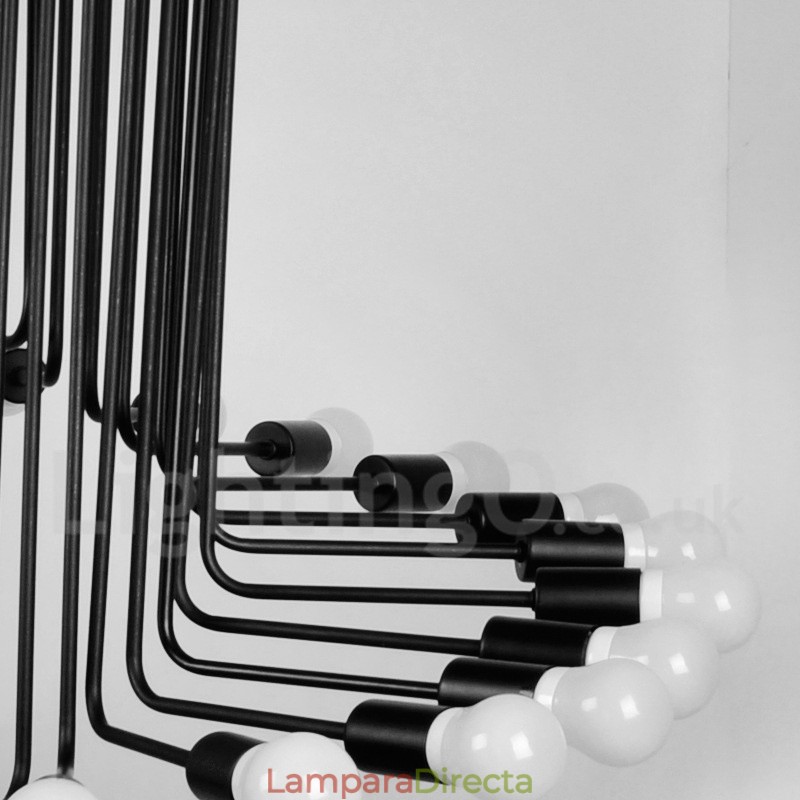 Lámpara de araña moderna, contemporánea, retro, vintage, negra, de 26 luces
