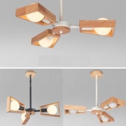 Lámpara de araña de madera de un solo nivel con 3 luces, estilo moderno y contemporáneo