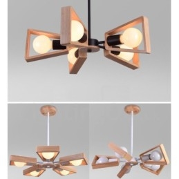 Lámpara de araña de madera de un solo nivel con 5 luces, estilo moderno y contemporáneo