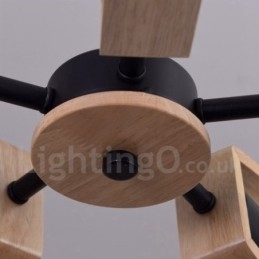 Lámpara de araña de madera de un solo nivel con 5 luces, estilo moderno y contemporáneo