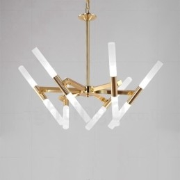 Lámpara de araña moderna contemporánea de 2 niveles y 12 luces doradas