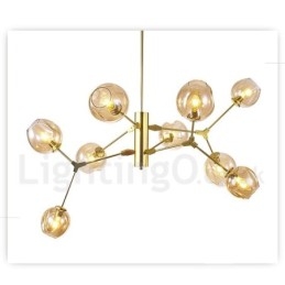 Lámpara de araña con pantalla de cristal de estilo moderno y contemporáneo.