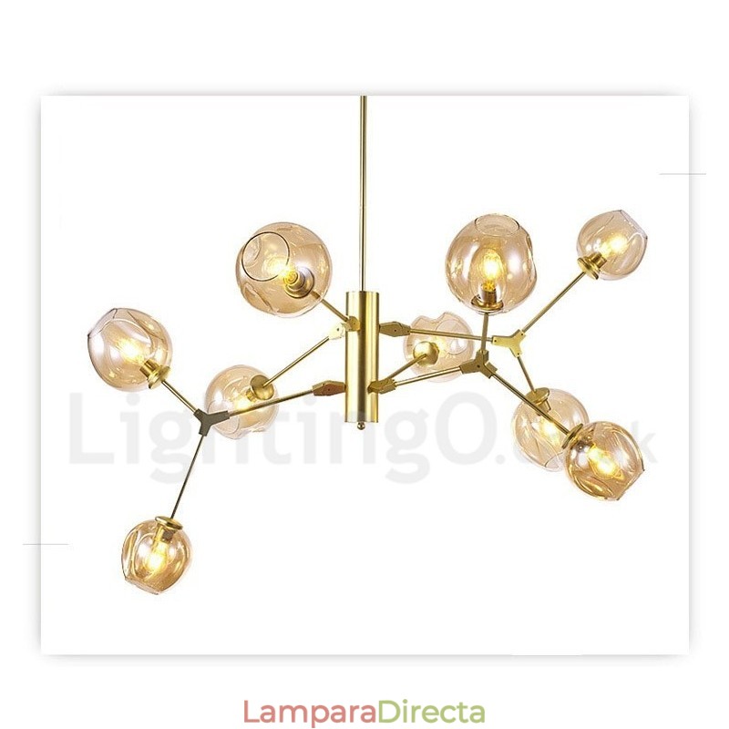 Lámpara de araña con pantalla de cristal de estilo moderno y contemporáneo.