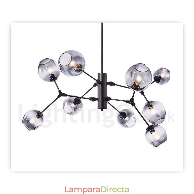 Lámpara de araña con pantalla de cristal de estilo moderno y contemporáneo.