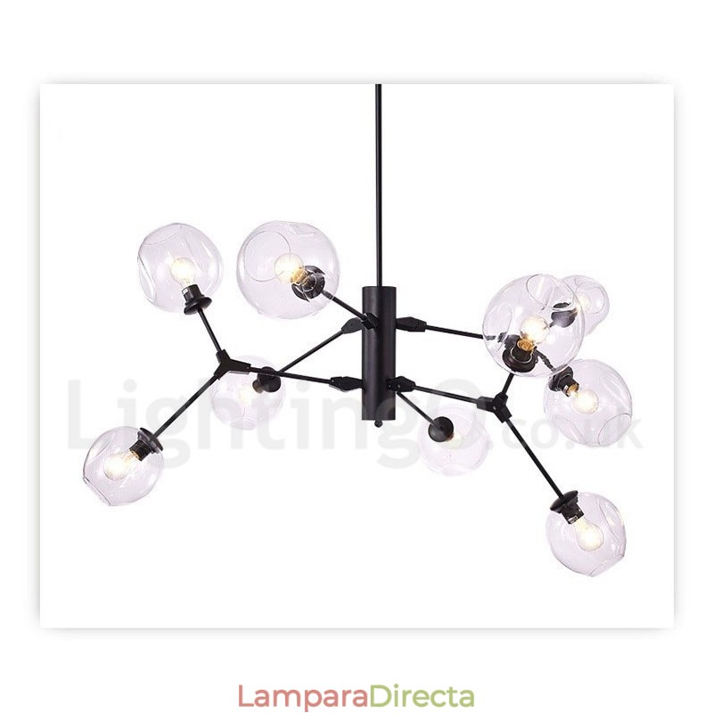 Lámpara de araña con pantalla de cristal de estilo moderno y contemporáneo.