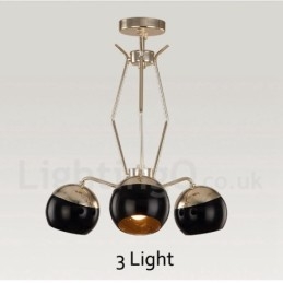 Lámpara de araña moderna contemporánea de metal de un solo nivel de 3 luces con pantalla de vidrio