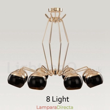 Lámpara de araña moderna contemporánea de metal de un solo nivel de 8 luces con pantalla de vidrio Lámpara de araña moderna contemporánea de metal de un solo nivel de 8 luces con pantalla de vidrio