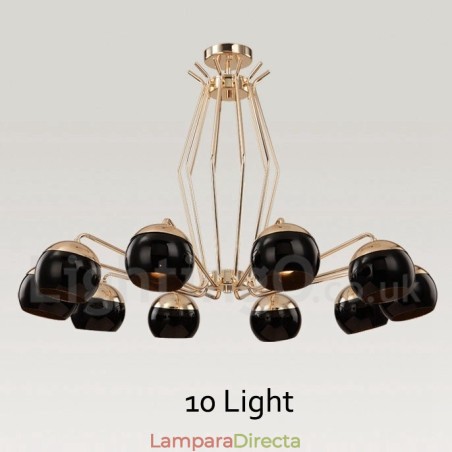 Lámpara de araña moderna contemporánea de metal de un solo nivel de 10 luces con pantalla de vidrio Lámpara de araña moderna contemporánea de metal de un solo nivel de 10 luces con pantalla de vidrio