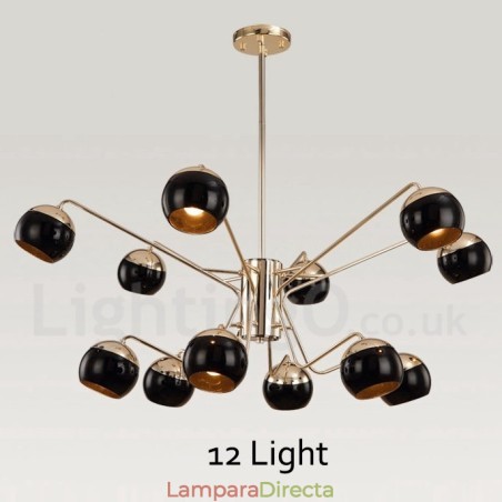 Lámpara de araña moderna contemporánea de metal de 12 luces y 2 niveles con pantalla de vidrio Lámpara de araña moderna contemporánea de metal de 12 luces y 2 niveles con pantalla de vidrio
