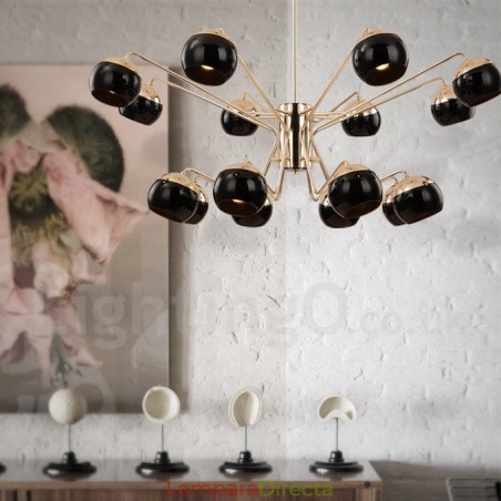 Lámpara de araña moderna contemporánea de metal de 16 luces y 2 niveles con pantalla de vidrio Lámpara de araña moderna contemporánea de metal de 16 luces y 2 niveles con pantalla de vidrio