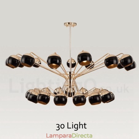 Lámpara de araña moderna contemporánea de metal de 30 luces y 2 niveles con pantalla de vidrio Lámpara de araña moderna contemporánea de metal de 30 luces y 2 niveles con pantalla de vidrio