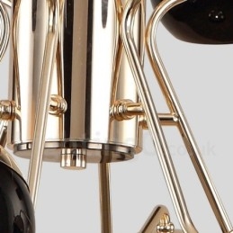 Lámpara de araña moderna contemporánea de metal de 30 luces y 2 niveles con pantalla de vidrio
