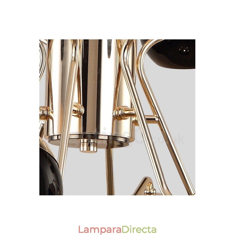 Lámpara de araña moderna contemporánea de metal de 30 luces y 2 niveles con pantalla de vidrio