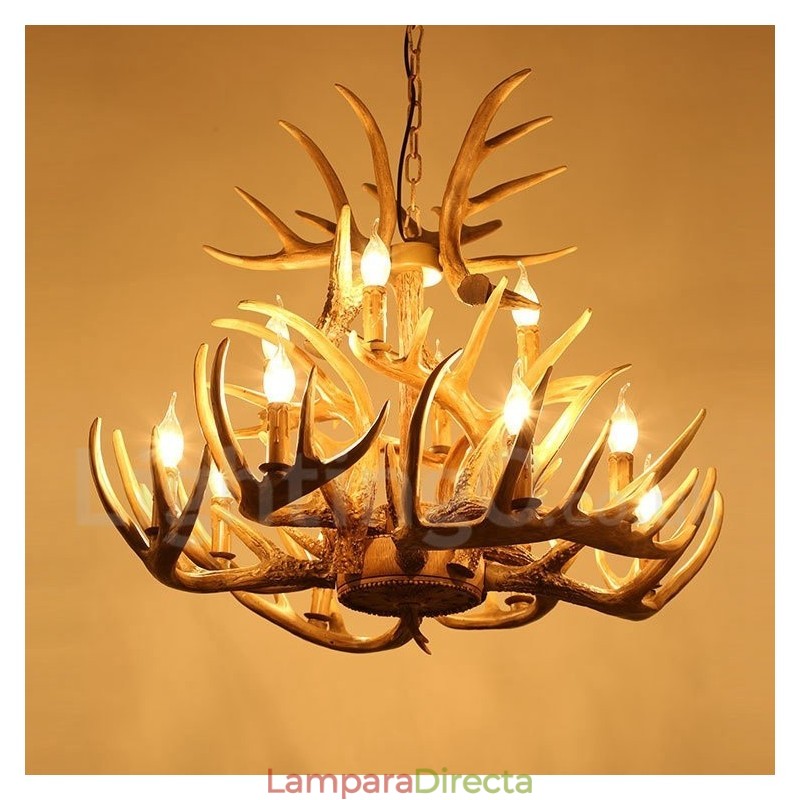 Lámpara de araña vintage de estilo campestre de 12 luces