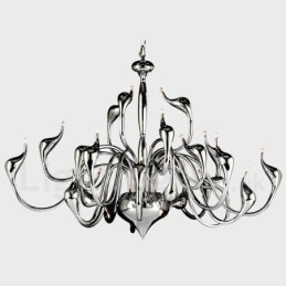 Lámpara de araña moderna de 24 luces con forma de cisne, bombilla G4 cromada incluida.
