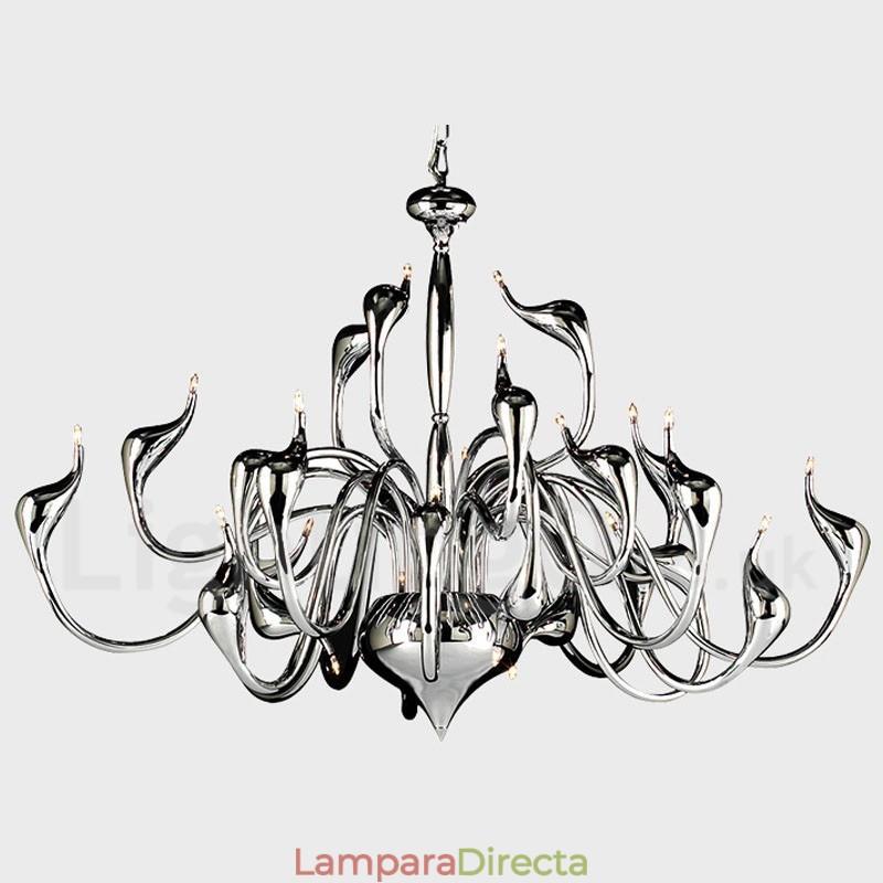 Lámpara de araña moderna de 24 luces con forma de cisne, bombilla G4 cromada incluida.