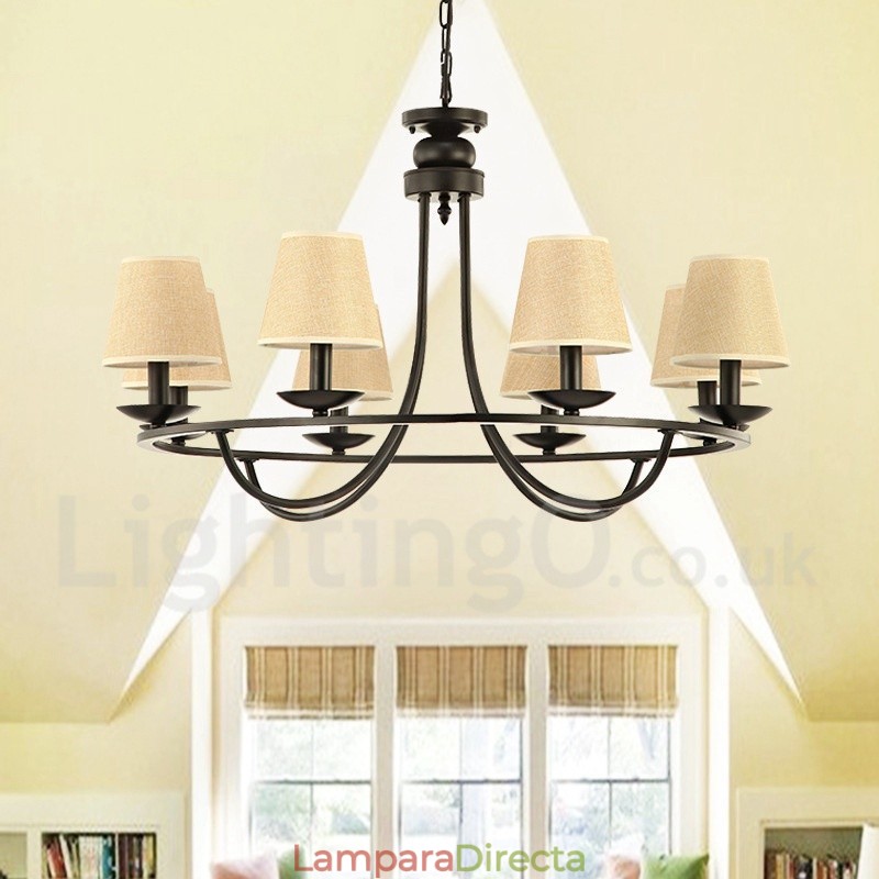 Lámpara de araña de un solo nivel de 8 luces estilo retro campestre