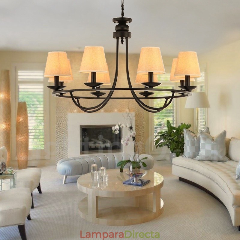 Lámpara de araña de un solo nivel de 8 luces estilo retro campestre