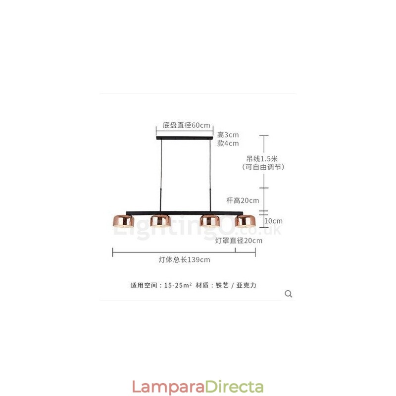 Lámpara de araña giratoria contemporánea moderna de un solo nivel de 4 luces