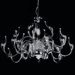 Lámpara de araña moderna de 24 luces con forma de cisne, bombilla G4 cromada incluida.