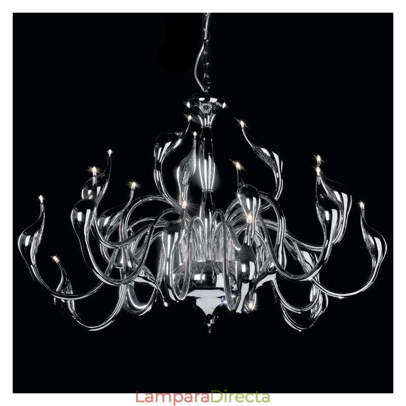 Lámpara de araña moderna de 24 luces con forma de cisne, bombilla G4 cromada incluida.