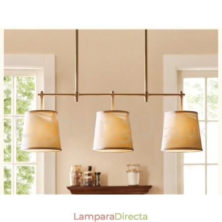 Lámpara de araña de cobre de 3 luces estilo retro campestre con pantalla de tela Lámpara de araña de cobre de 3 luces estilo retro campestre con pantalla de tela