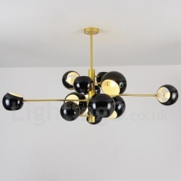 Lámpara de araña moderna contemporánea de 13 luces negra