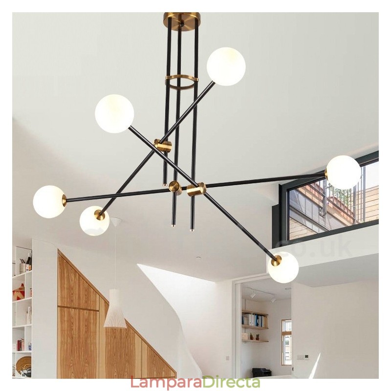 Lámpara de araña moderna contemporánea de 6 luces y 3 niveles