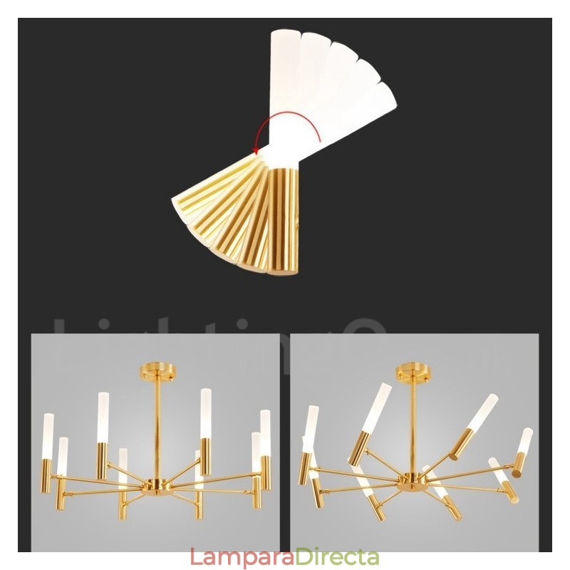 Lámpara de araña moderna contemporánea giratoria de 8 luces