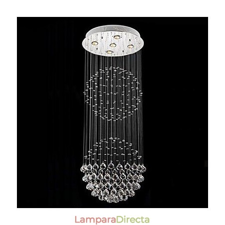 Lámpara colgante moderna de cristal de 5 luces con dosel plateado y globo de cristal transparente. Lámpara colgante moderna de cristal de 5 luces con dosel plateado y globo de cristal transparente.