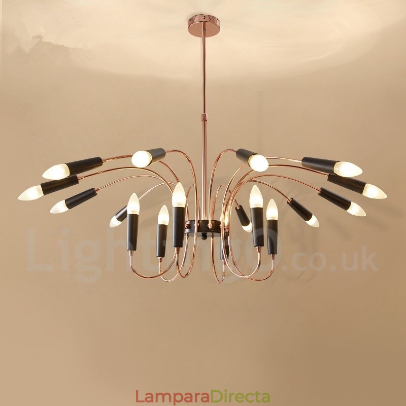 Lámpara de araña moderna contemporánea de 2 niveles y 18 luces