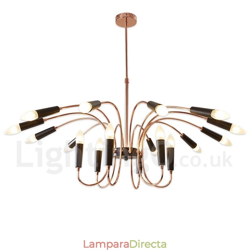 Lámpara de araña moderna contemporánea de 2 niveles y 18 luces