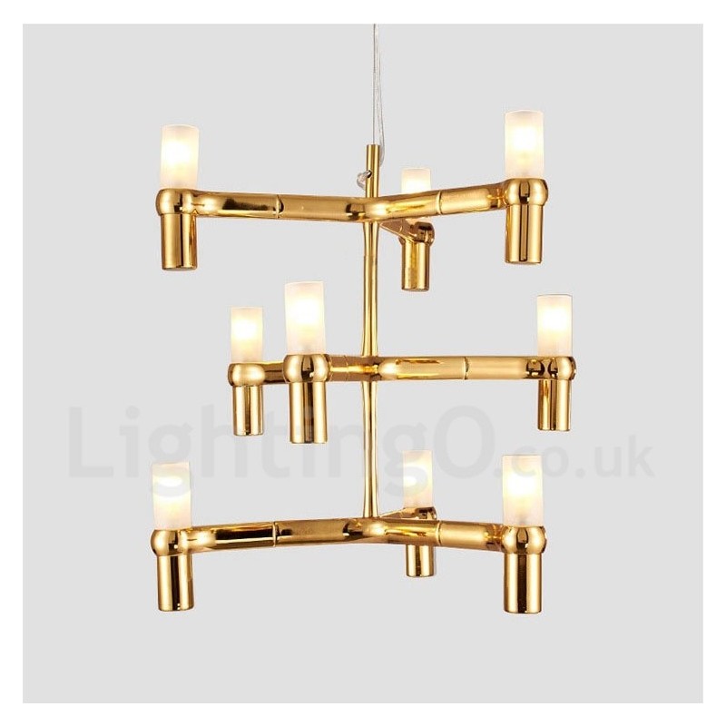 Lámpara de araña moderna contemporánea de 9 luces y 3 niveles