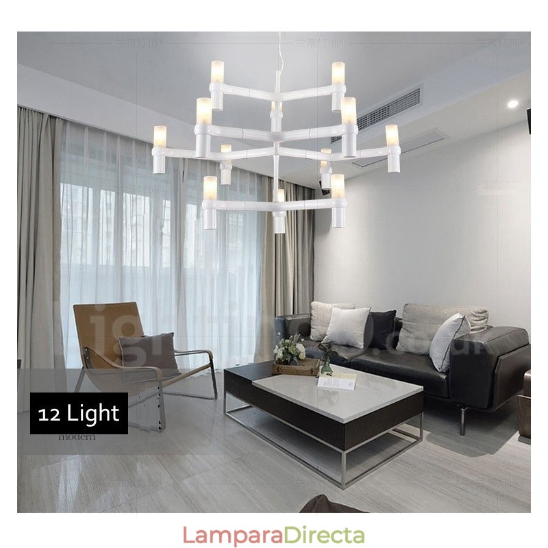 Lámpara de araña moderna contemporánea de 12 luces y 3 niveles