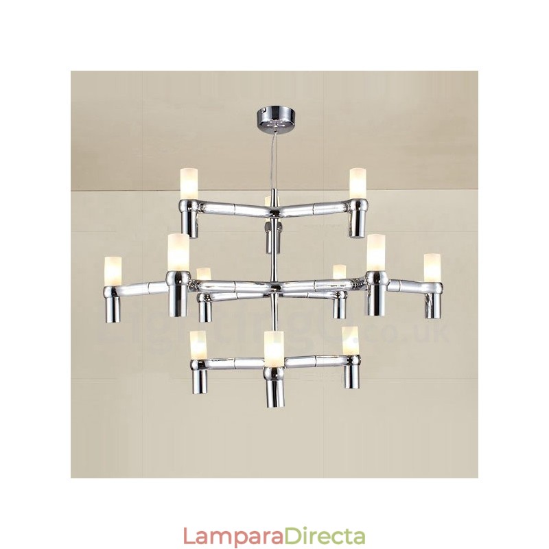 Lámpara de araña moderna contemporánea de 12 luces y 3 niveles