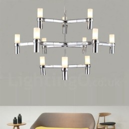 Lámpara de araña moderna contemporánea de 12 luces y 3 niveles