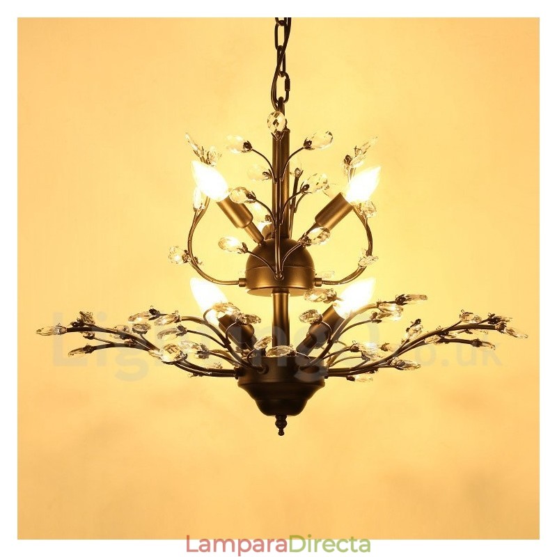 Lámpara de araña moderna contemporánea de 7 luces, 60 cm de alto y 45 cm de ancho.