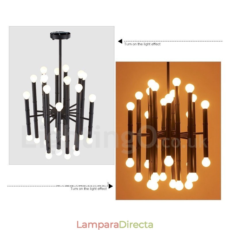 Lámpara de araña moderna contemporánea de 30 luces y 2 niveles para iluminación