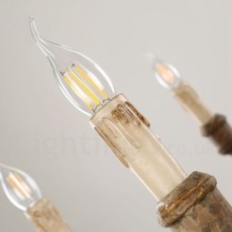 Lámpara de araña de madera vintage de estilo campestre con 6 luces
