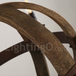 Lámpara de araña de madera vintage de estilo campestre con 6 luces