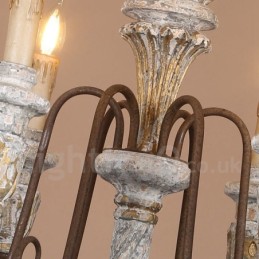 Lámpara de araña de madera vintage de estilo campestre de un solo nivel con 6 luces