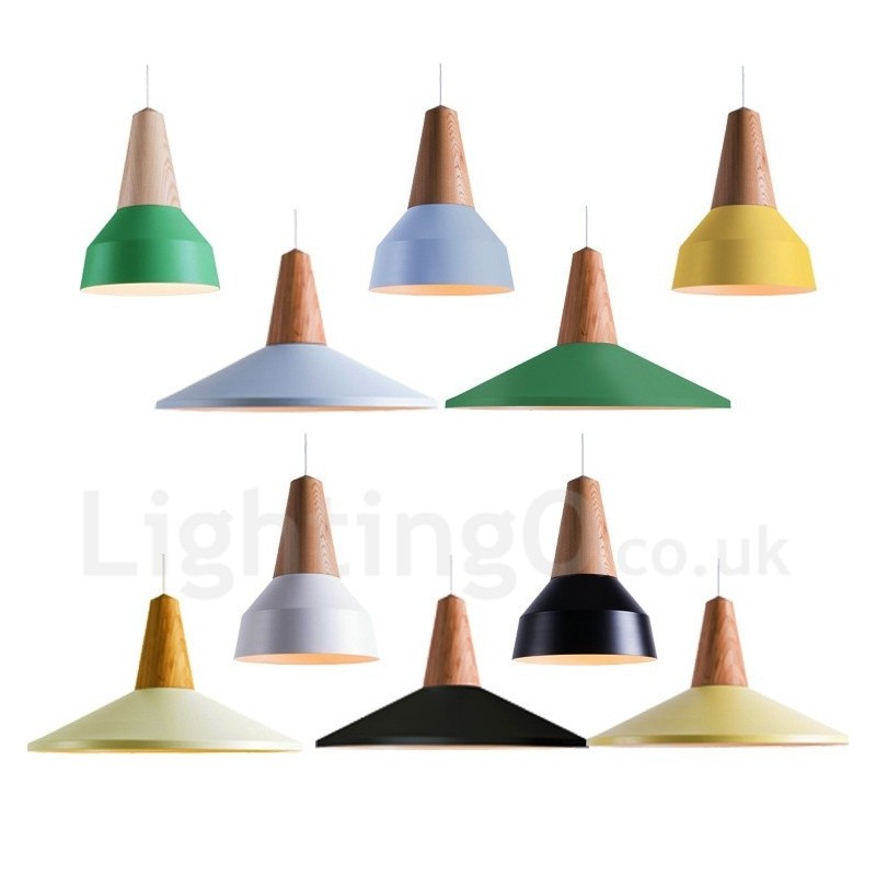 Lámpara colgante de madera contemporánea moderna de 1 luz